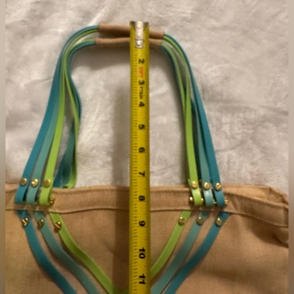 Crocs tote bag shoulder purse. Tan, blue & green. Excellent condition - Picture 12 of 13